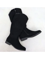 Černé ažurové dámské boty S.Barski 533