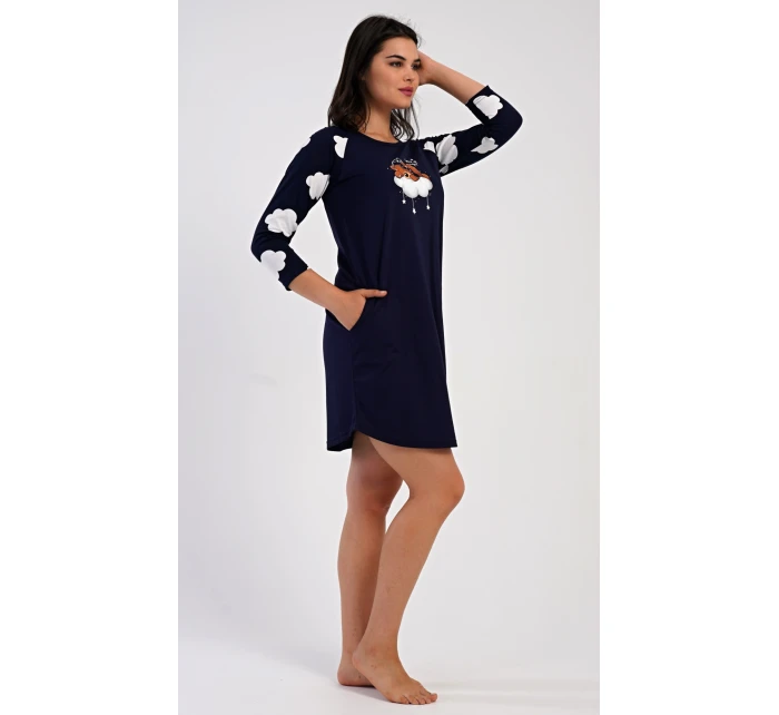 Dámské domácí šaty s tříčtvrtečním rukávem Méďa na model 21475634 - Vienetta Dámské domácí šaty s tříčtvrtečním rukávem Méďa na model 21475634 - Vienetta