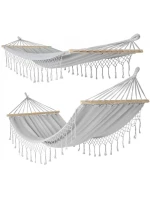 ZAHRADNÍ HOUPACÍ SÍŤ PRO 1 OSOBU 200X100CM S TYČÍ A STŘAPCI MIAMI ŠEDÁ