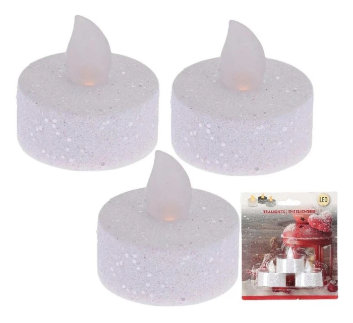 SADA 3 ČAJOVÝCH SVÍČEK S TŘPYTKAMI