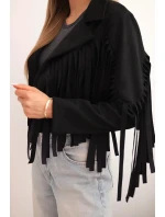 Dámská semišová bunda s třásněmi černá