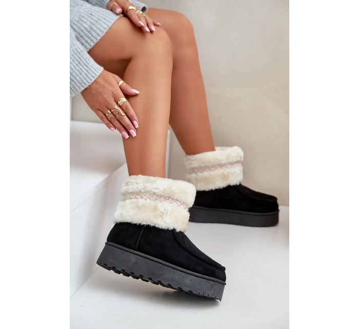 Dámské Sněhule Na Platformě S Kožíškem A Vzorem Černé model 21678807 - Boto Dámské Sněhule Na Platformě S Kožíškem A Vzorem Černé model 21678807 - Boto