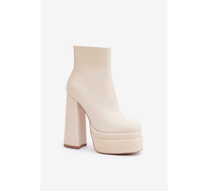 Boty Na Masivní Platformě A Podpatku Zateplené Světle Béžové Selahra Boty Na Masivní Platformě A Podpatku Zateplené Světle Béžové Selahra