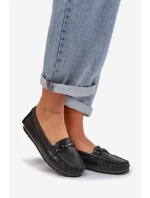 Ploché Kožené Mokasíny S Ozdobou model 21686042 Černé - S.Barski Ploché Kožené Mokasíny S Ozdobou model 21686042 Černé - S.Barski