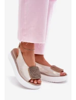 Kožené Dámské Sandály Na Platformě S Dekorací Zlaté model 21701855 - Zazoo