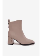 Zateplené kotníčkové boty na podpatku z pravé kůže Vinceza 66812 šedé