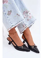 Dámské sandály na podpatku s špičatými špičkami Černé Felessa