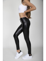 Dámské kalhoty Black Leather Mid Waist JEANS model 8889614 - Gym Glamour