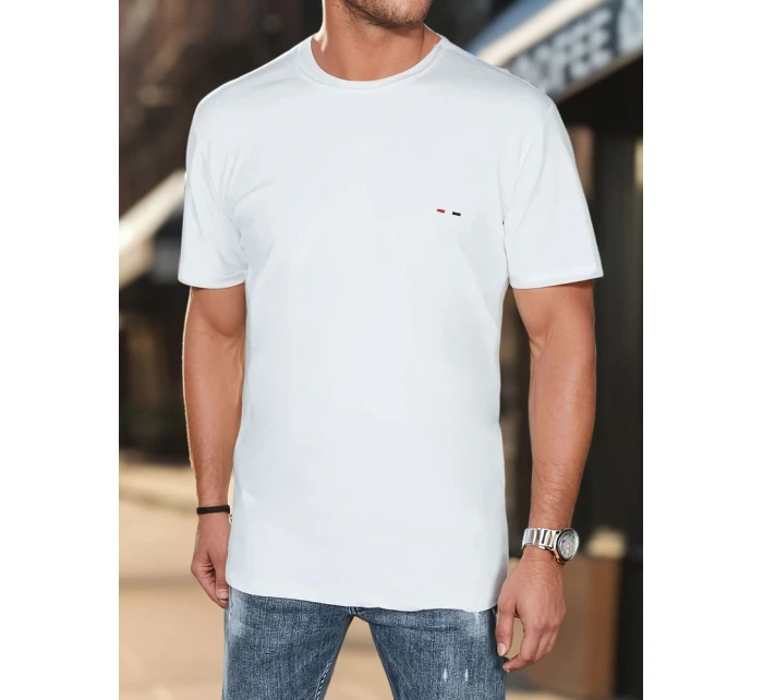 Pánské bílé tričko s výšivkou FashionStreet RX5640