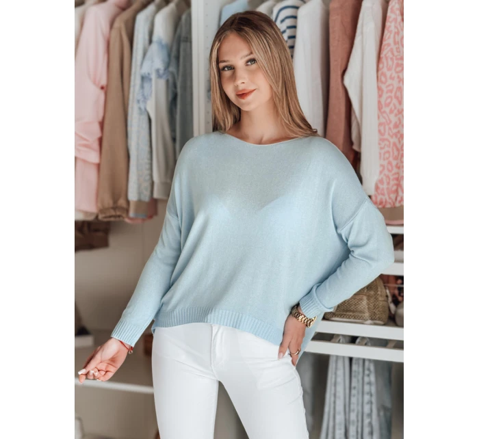 Dámský oversize hladký svetr SENZIA modrý FashionStreet MY2448