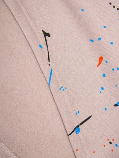 Zateplená souprava s barevným potiskem tmavě béžová