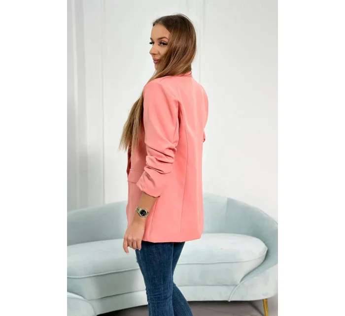 Bunda s klopou elegantní tmavě meruňková Bunda s klopou elegantní tmavě meruňková