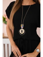 Viskózový komplet plisovaná halenka + kalhoty černý