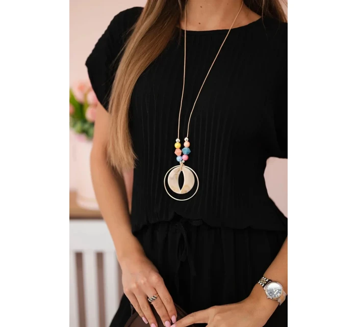 Viskózový komplet plisovaná halenka + kalhoty černý