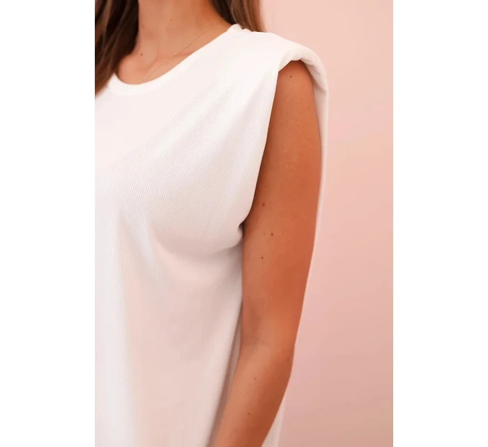 Dámský komplet z viskózy bez rukávů a rovnými kalhotami ecru