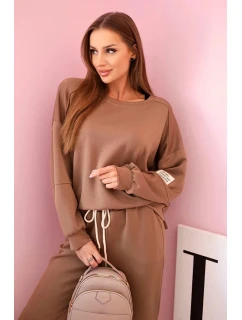 Komplet teplákové + kalhoty máslová látka velbloud