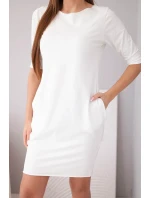 Dámské bavlněné šaty s 3/4 rukávem a kapsami bílá Dámské bavlněné šaty s 3/4 rukávem a kapsami bílá