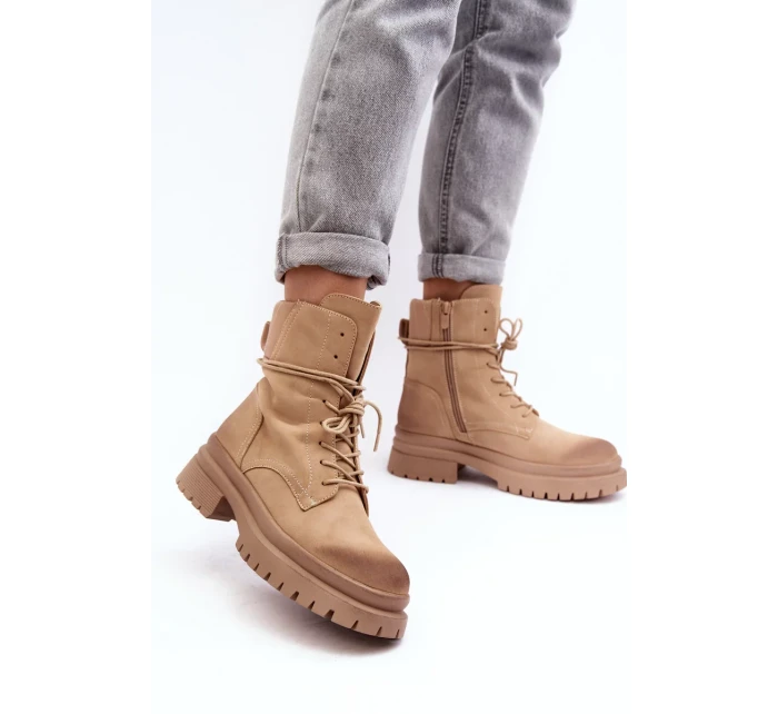 Dámské kotníkové boty Trapper na silné podrážce, béžová Narelona