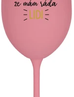 UŽ MĚ NEBAVÍ PŘEDSTÍRAT, ŽE MÁM RÁDA LIDI - růžová sklenice na víno 350 ml