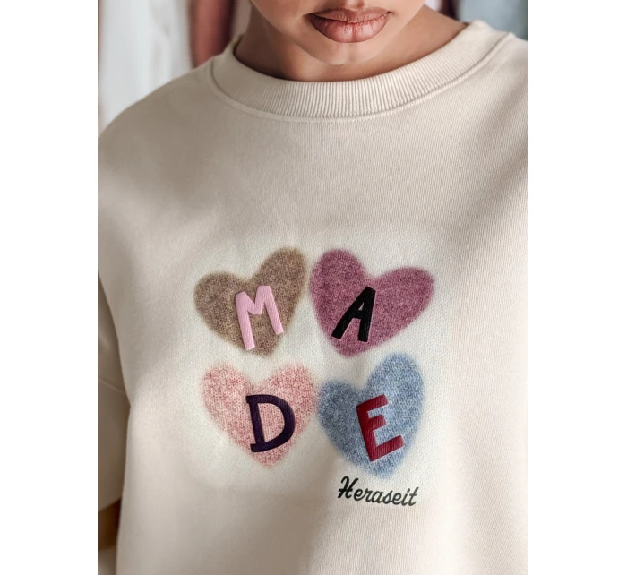 Dámská mikina nadměrné velikosti se srdíčky MADELIN cappuccino FashionStreet BY1462