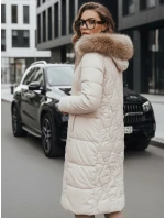 Dámská prošívaná zimní bunda s kožešinou ecru Dstreet model 21994864 - FashionStreet