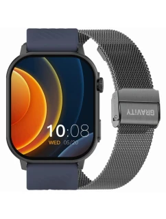 Chytré hodinky Gravity GT15-4 Modrý silikonový řemínek + titanový náramek