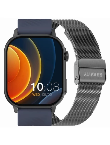 Chytré hodinky Gravity GT15-4 Modrý silikonový řemínek + titanový náramek Chytré hodinky Gravity GT15-4 Modrý silikonový řemínek + titanový náramek