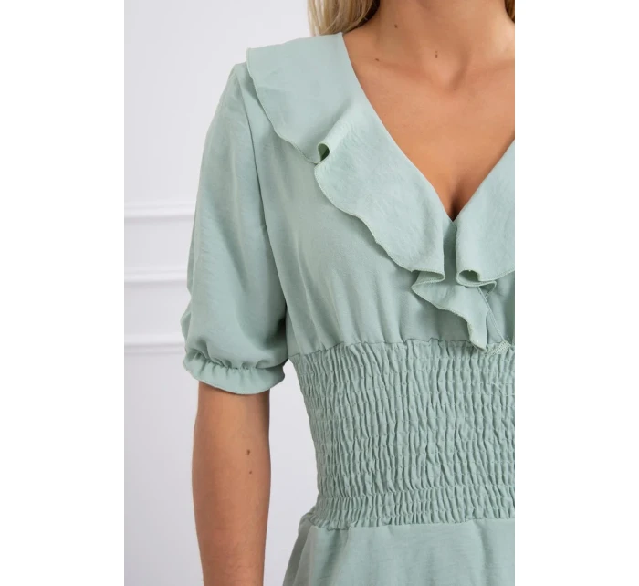 Tmavě mátové šaty do pasu Tmavě mátové šaty do pasu