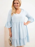 Dámské šaty Plus Size z viskózy s ažurovým zdobením modrá