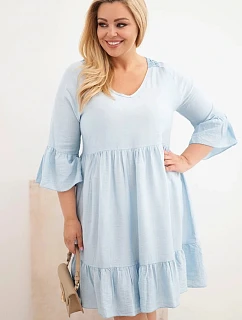 Dámské šaty Plus Size z viskózy s ažurovým zdobením modrá