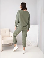 Dámská bavlněná souprava s mikinou a jogger kalhotami khaki Dámská bavlněná souprava s mikinou a jogger kalhotami khaki