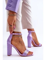 Dámské sandály na vysokém podpatku se zirkony fialové model 21615112 - Boto