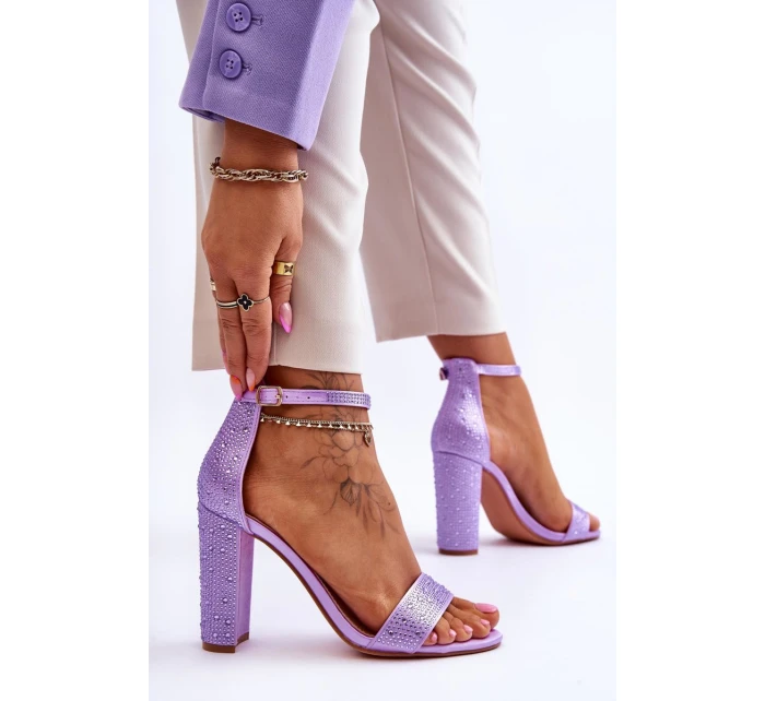 Dámské sandály na vysokém podpatku se zirkony fialové model 21615112 - Boto