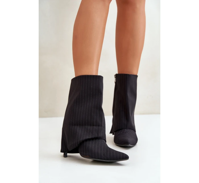 Dámské boty na podpatku se svrškem a  černé model 21670413 - Boto