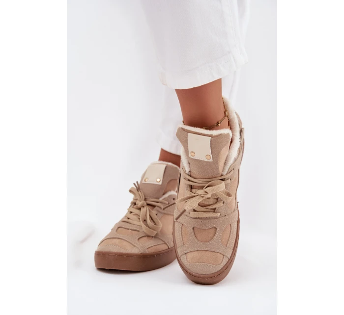 Dámské tenisky na platformě s vyteplením s kožešinou béžové Solvia Dámské tenisky na platformě s vyteplením s kožešinou béžové Solvia