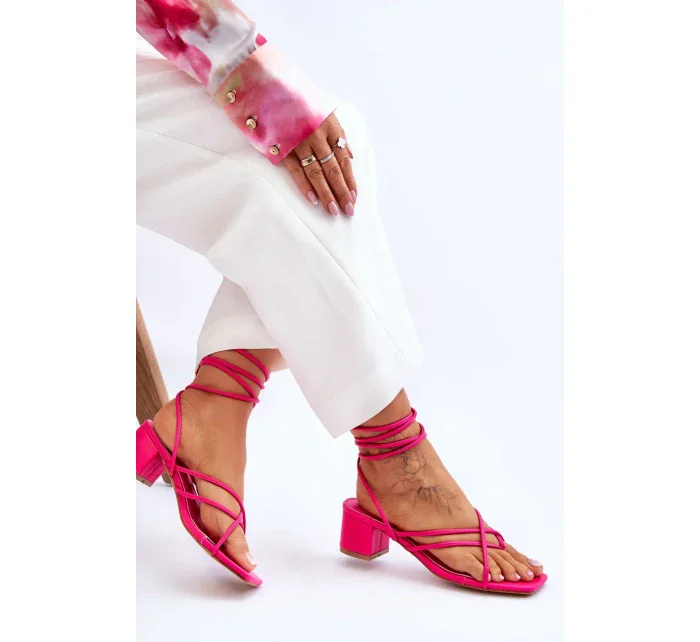 Vázané Sandály S Vysokými Podpatky Růžový Secret Love Vázané Sandály S Vysokými Podpatky Růžový Secret Love