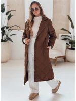 Dámský prošívaný dlouhý kabát TRENDIFY hnědý FashionStreet TY4939