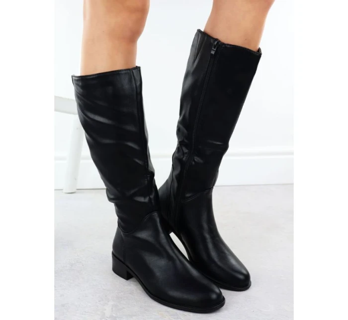 Dámské černé kožené boty Jezzi ASA198-19