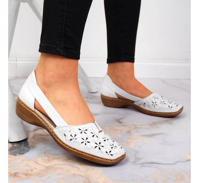 Rieker W RKR442B bílá ažurová kožená polobotka