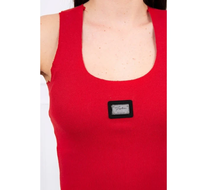 Žebrovaná halenka s halenkou červená Žebrovaná halenka s halenkou červená