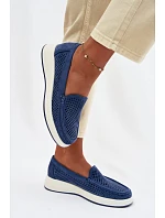 Dámské perforované mokasiny model 22069480 modré - SERGIO LEONE