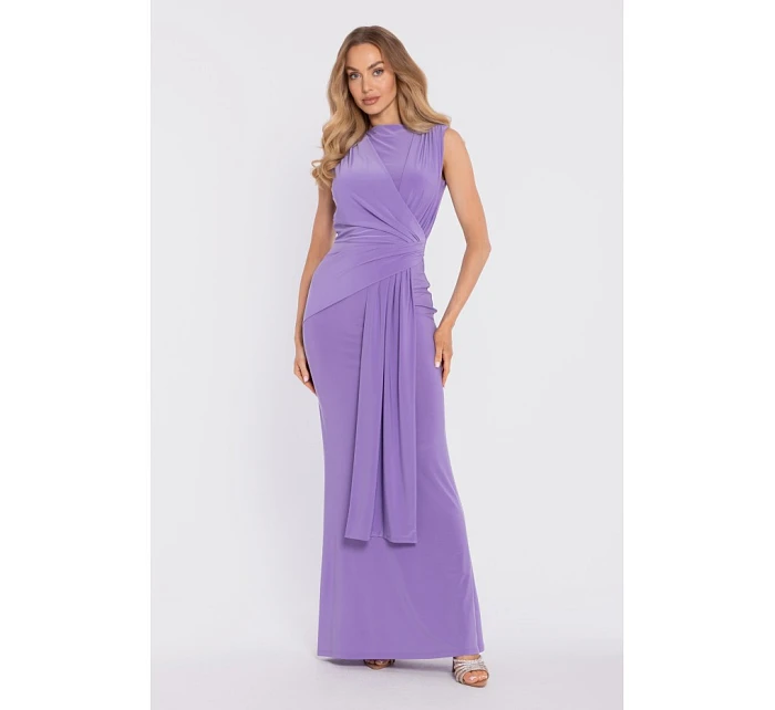 maxi šaty s pasem a panelem světle fialové model 22040706 - Moe