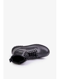 Kožené Trapper Kotníkové Boty Pánské Zateplené Big Star Černé