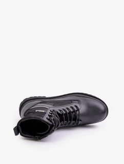 Kožené Trapper Kotníkové Boty Pánské Zateplené Big Star Černé