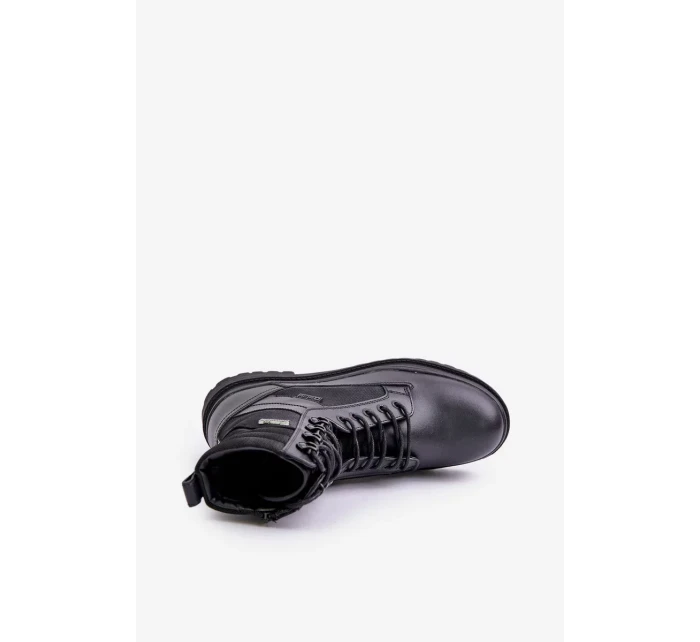 Kožené Trapper Kotníkové Boty Pánské Zateplené Big Star Černé