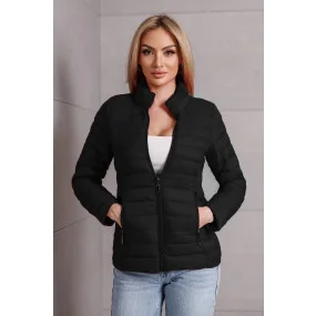 Černá prošívaná dámská bunda se stojáčkem (16M9111-392)