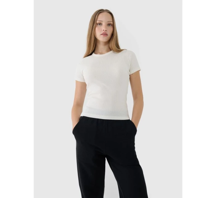 Dámské žebrované tričko 4F 4FWSS25TTSHF1968-11S Dámské žebrované tričko 4F 4FWSS25TTSHF1968-11S