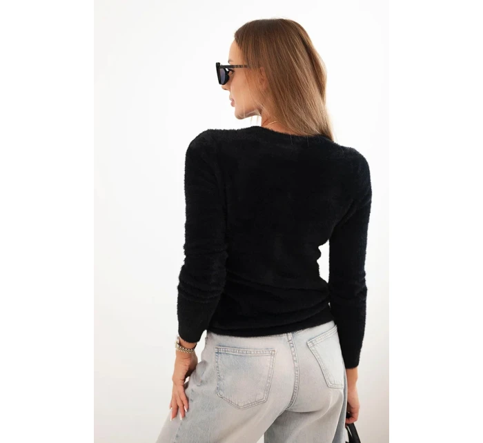 Dámský svetr z alpaky s kulatým výstřihem černý