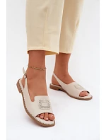 Kožené dámské sandály na nízkém podpatku S.Barski KV61-6076 béžové