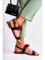 Módní sandály s korálky Černá Hally Módní sandály s korálky Černá Hally